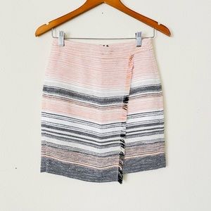 LOFT 0P pink striped tweed mini skirt